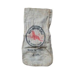 Antique Seal Brand Salt 2 Lb Bag Morton Salt Co Chicago Vintage Stained 1934?